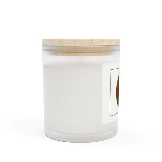 Fir Scented Frosted Glass Candle – 11oz Wooden Lid, Premium Holiday Pine Aromatherapy