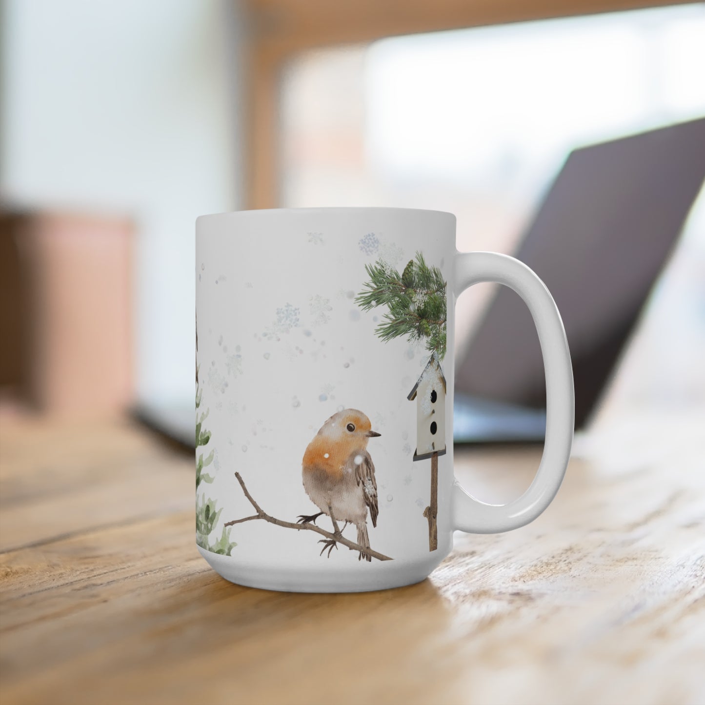 Cozytime Winter Robin 15oz Ceramic Mug for Tea or Coffee- Part of the Cozy Winter Series