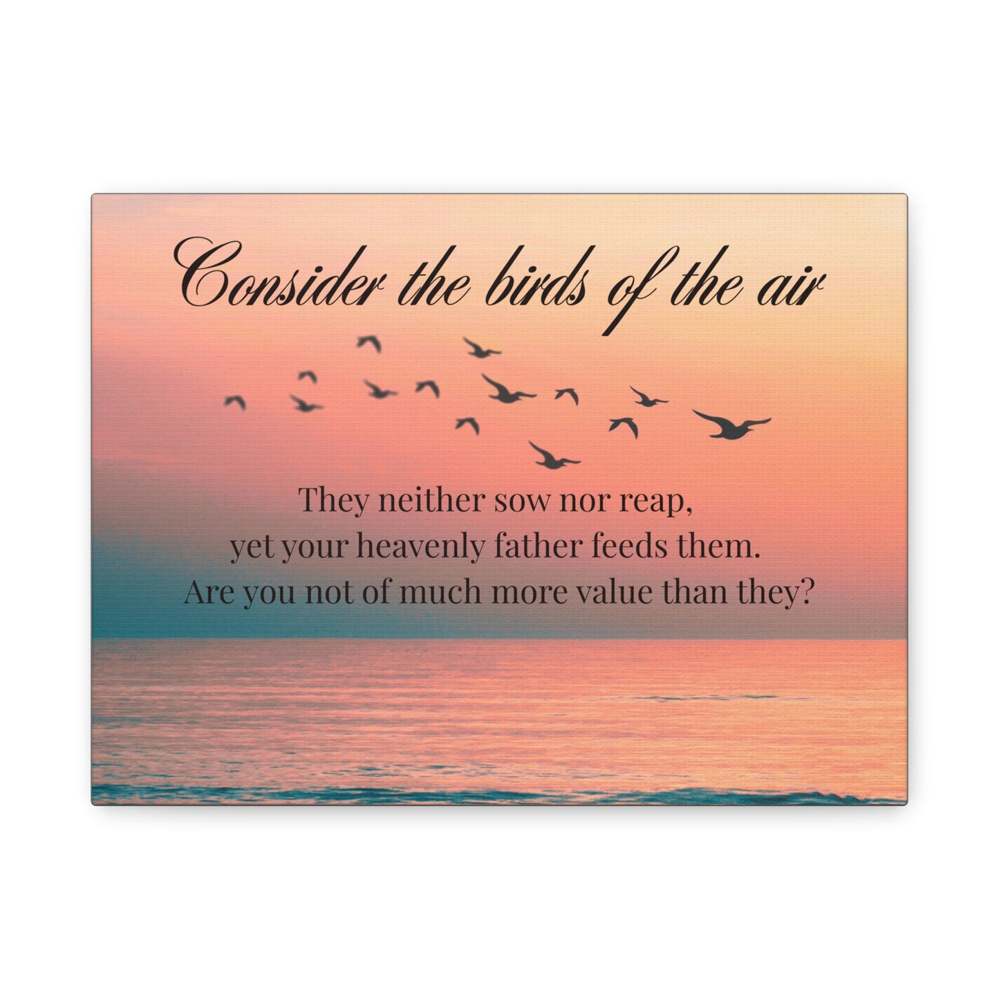 Canvas Wall Art - "Consider the birds of the air" Inspirational Scripture Sunset