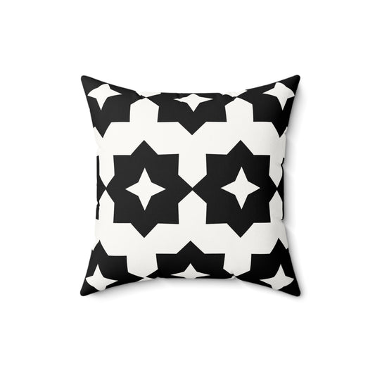 Black & White Geometric Faux Suede Square Pillow