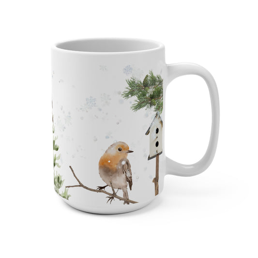 Cozytime Winter Robin 15oz Ceramic Mug for Tea or Coffee- Part of the Cozy Winter Series