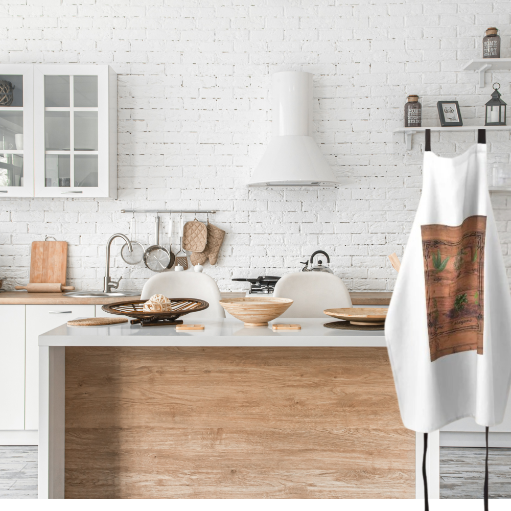 shown hanging in a white kitchen