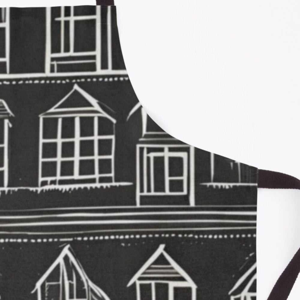 This shows a closeup of the detailed graphic on the home sweet home apron