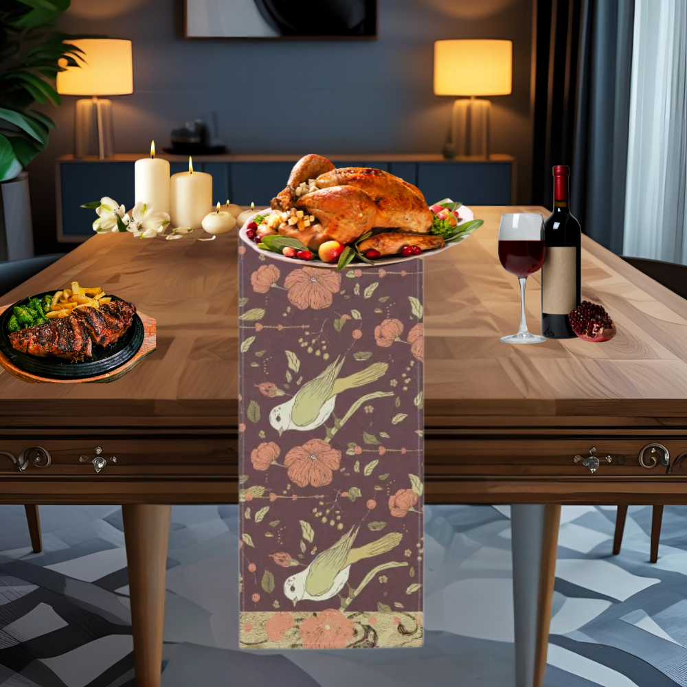 Shown on a Thanksgiving dinner table with a turkey, candles and wine.