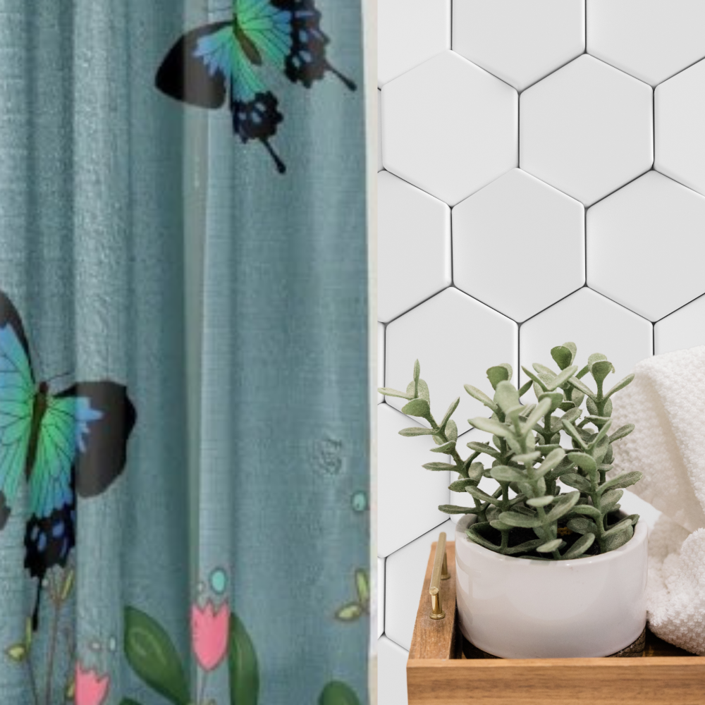 shown with bathroom decor