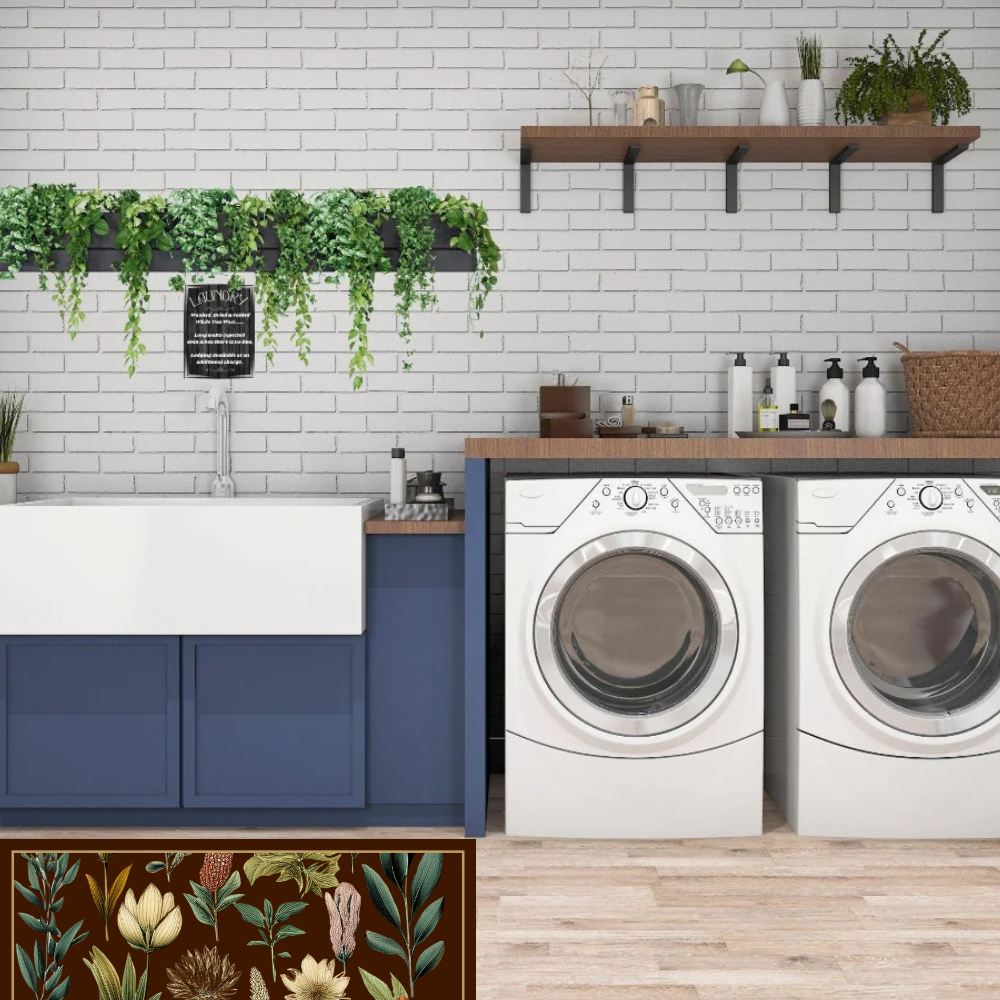 Shown in a modern farmhouse style mudroom