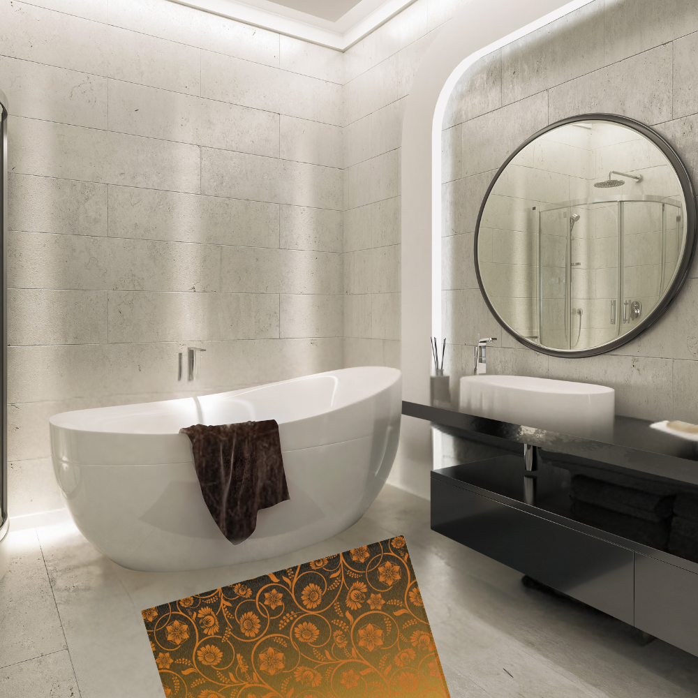 Shown in a luxe bathroom