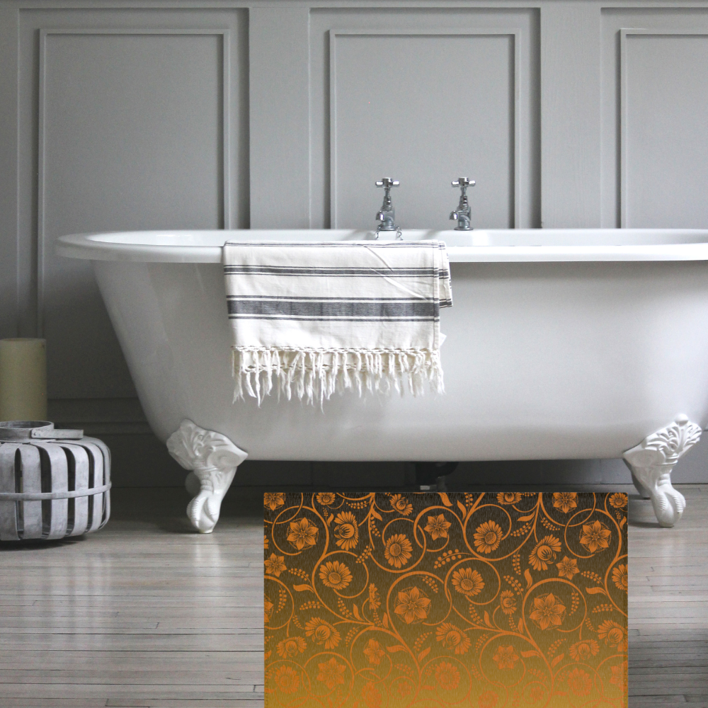 Shown in a modern farmhouse style bathroom