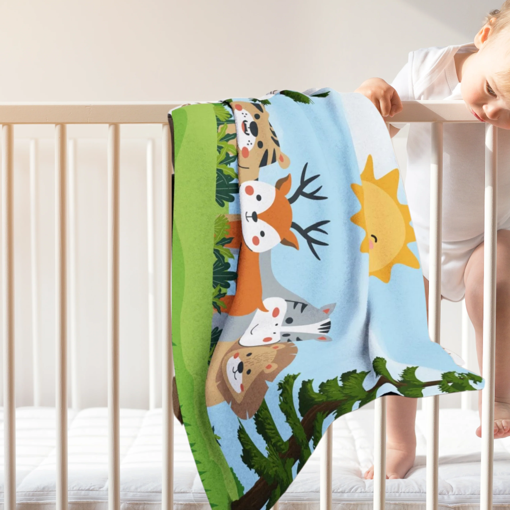 Baby Blanket Friendly Forest Animals Arctic Fleece Infant Receiving Blanket