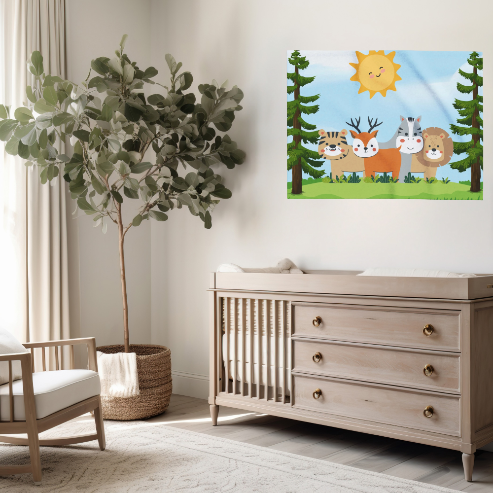 Baby Blanket Friendly Forest Animals Arctic Fleece Infant Receiving Blanket