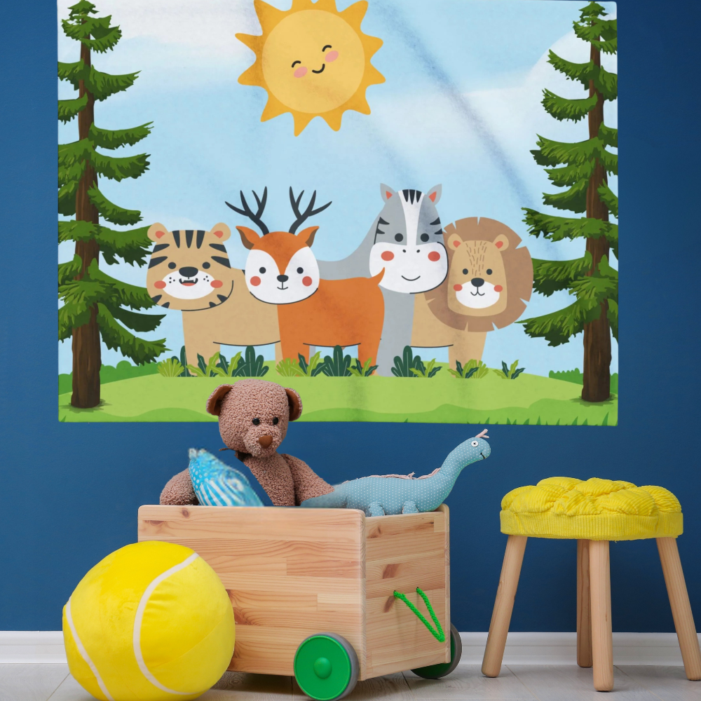 Baby Blanket Friendly Forest Animals Arctic Fleece Infant Receiving Blanket