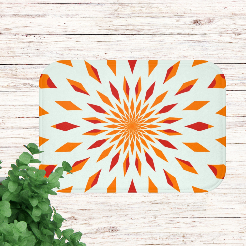 vivid shades of orange and red on a white background