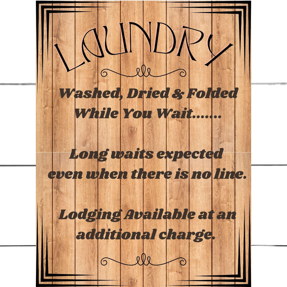 Laundry Room Decor wall art print shown in Wood Tone