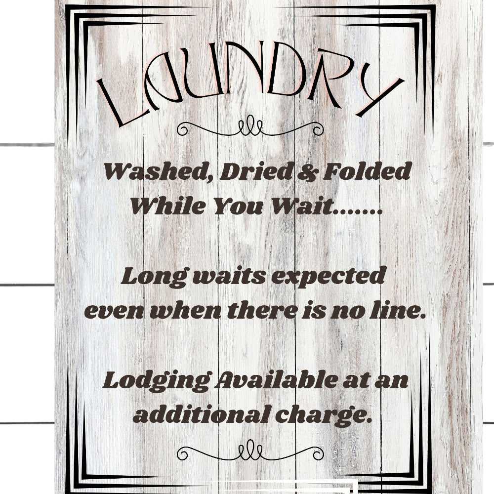 Laundry Room Decor wall art print shown in White on a white wall