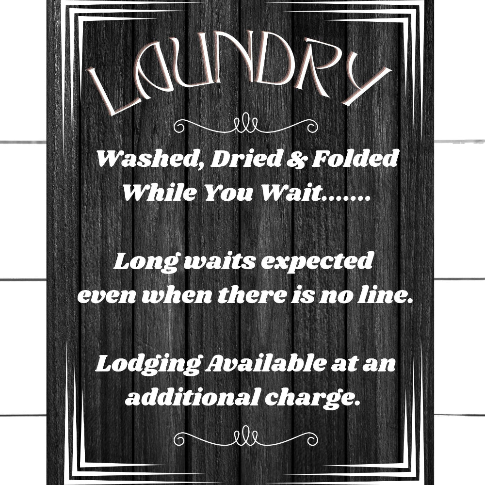 Laundry Room Decor wall art print shown in Black on a white wall