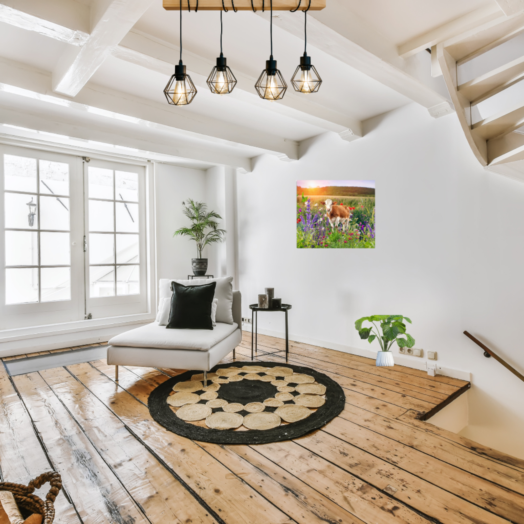 shown in a modern farmhouse style living room