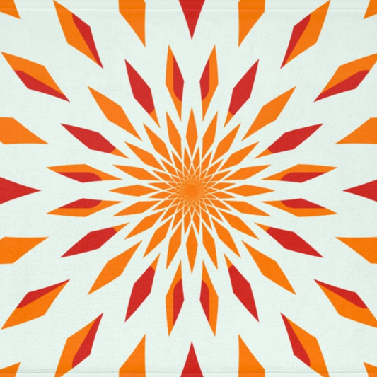 closeup of starburst design in bright orange shades