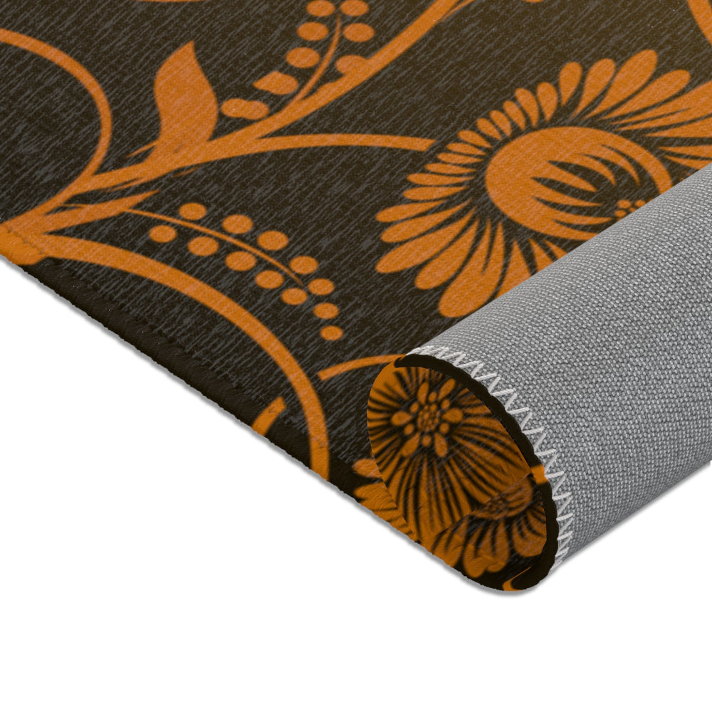 Image shows back of rug
