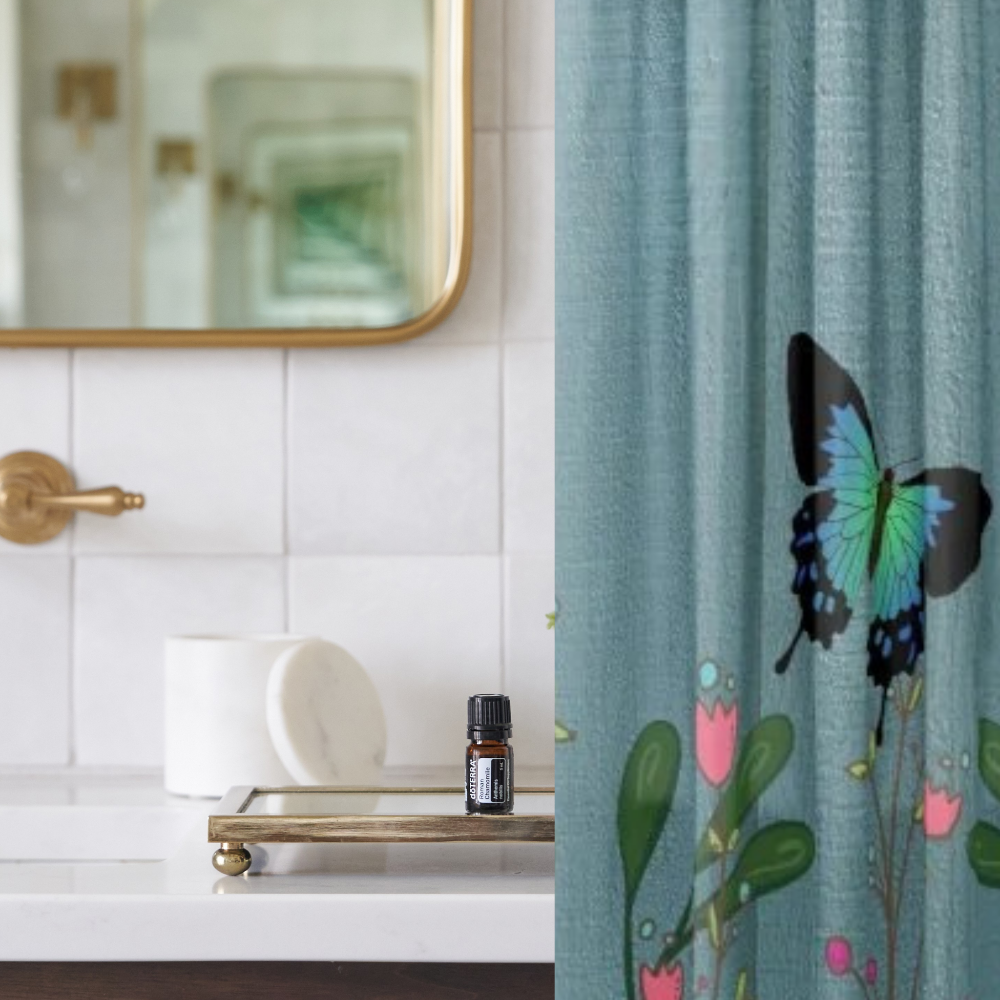 Shown in an elegant bathroom