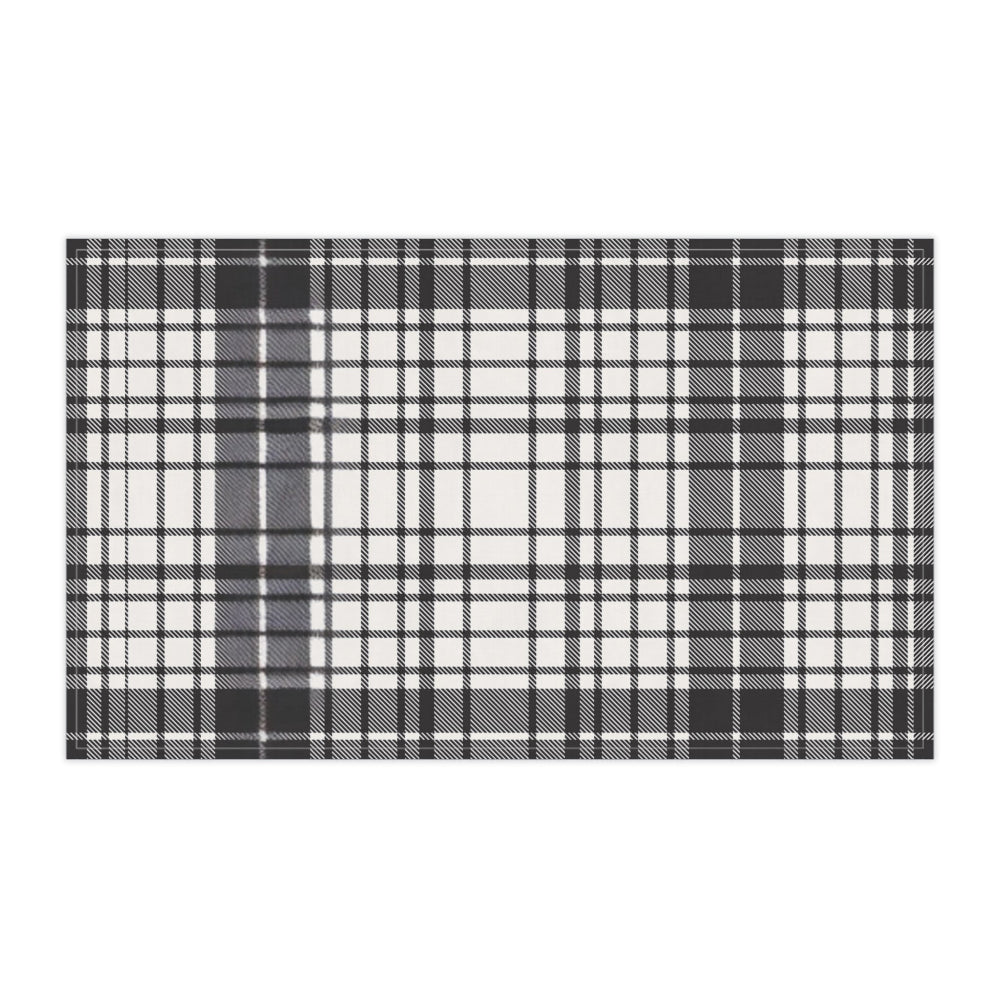 Detail of plaid pattern with black and white colors on a white background