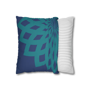 Square Pillow-Contemporary Large Print Blue and Teal