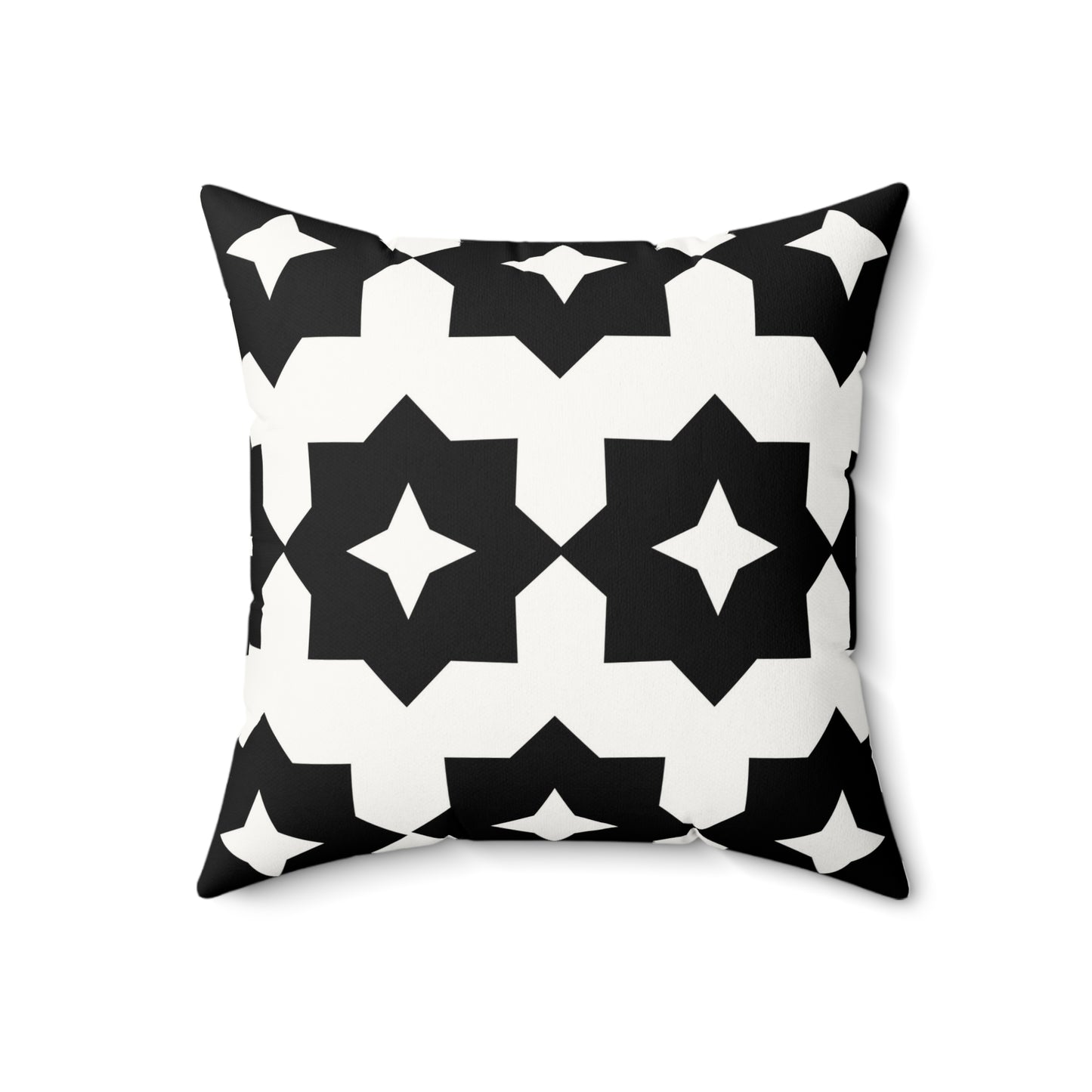 Black & White Geometric Faux Suede Square Pillow