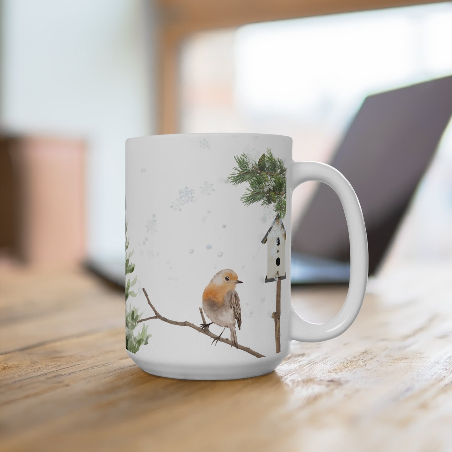 Cozytime Winter Robin 15oz Ceramic Mug for Tea or Coffee- Part of the Cozy Winter Series