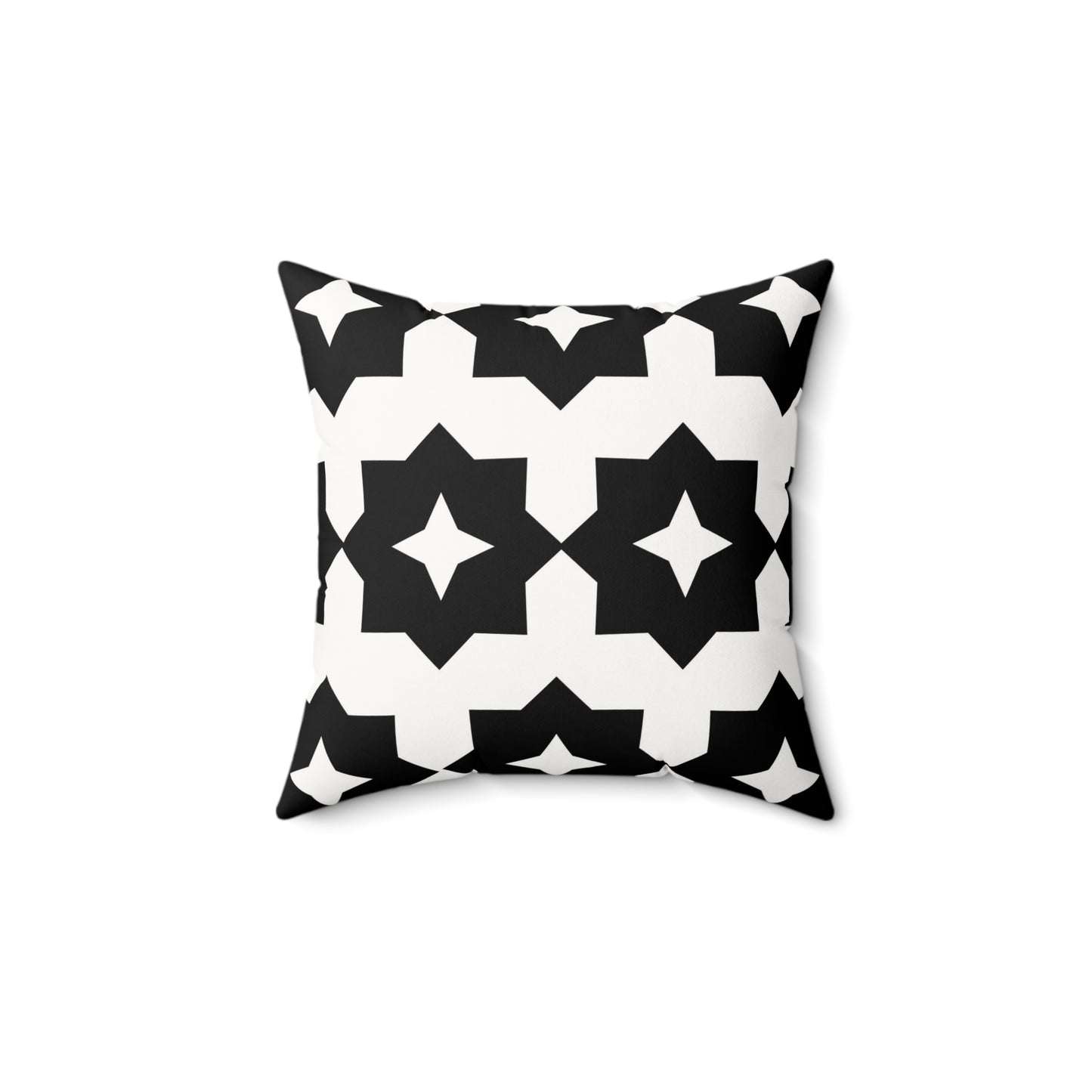 Black & White Geometric Faux Suede Square Pillow