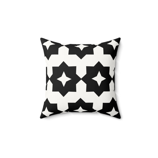 Black & White Geometric Faux Suede Square Pillow