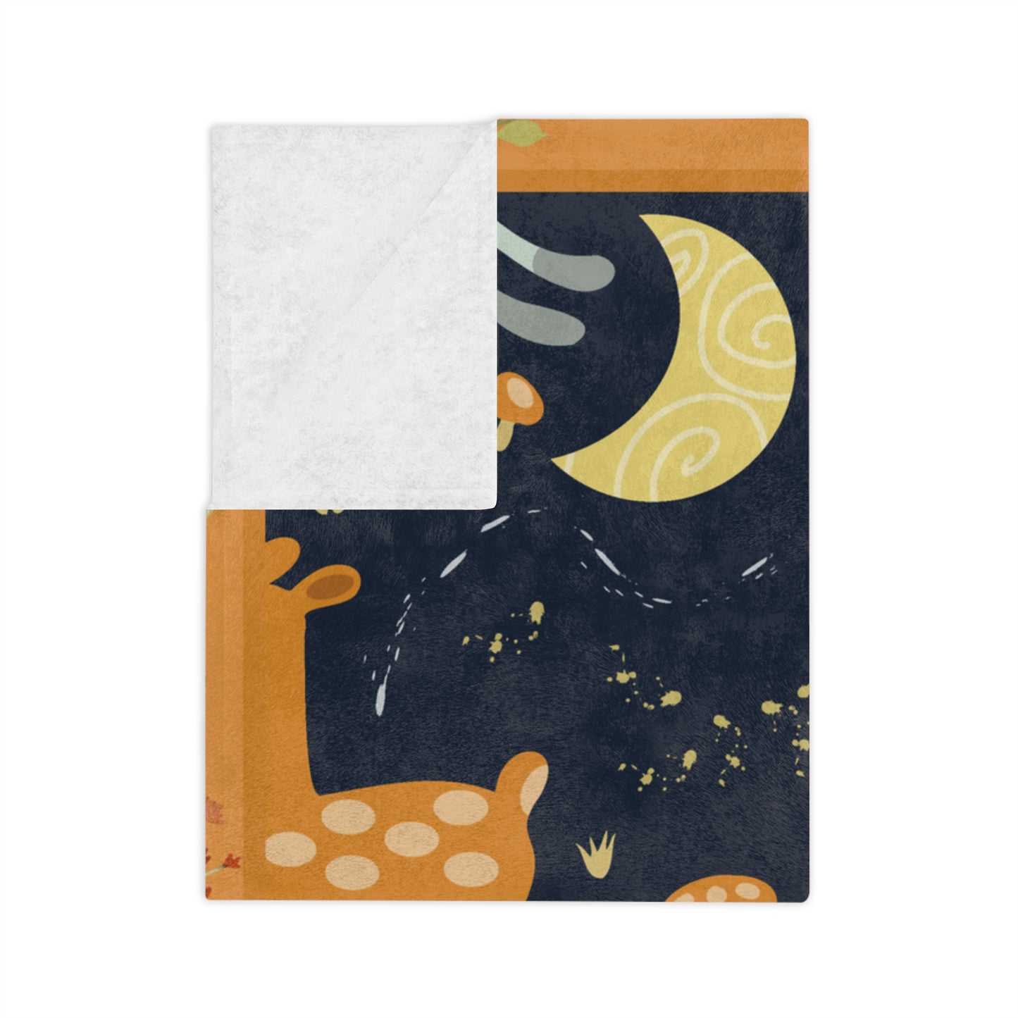 Microfiber Blanket — Moonlit Forest with Bunnies & Deer Velveteen Throw