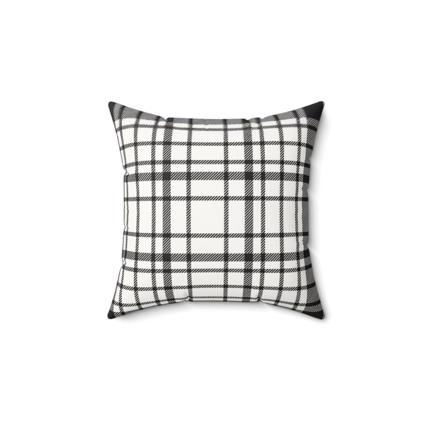 Black & White Plaid Faux Suede Square Pillow