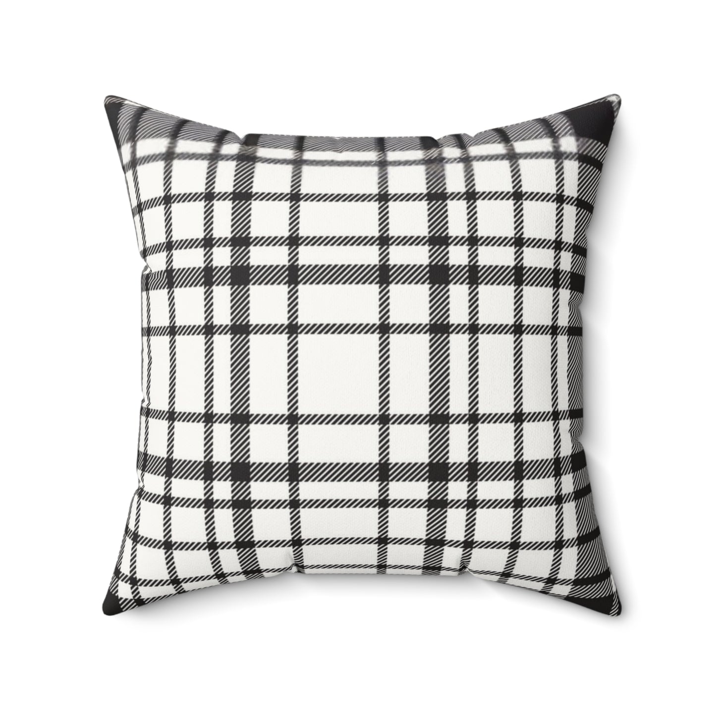 Black & White Plaid Faux Suede Square Pillow