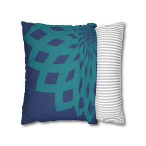 Square Pillow-Contemporary Large Print Blue and Teal