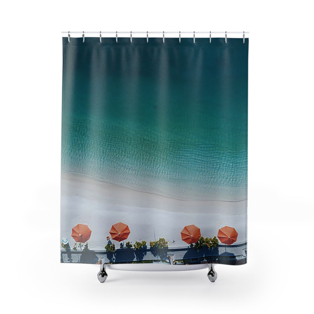 Umbrellas on the Beach Designer Shower Curtains