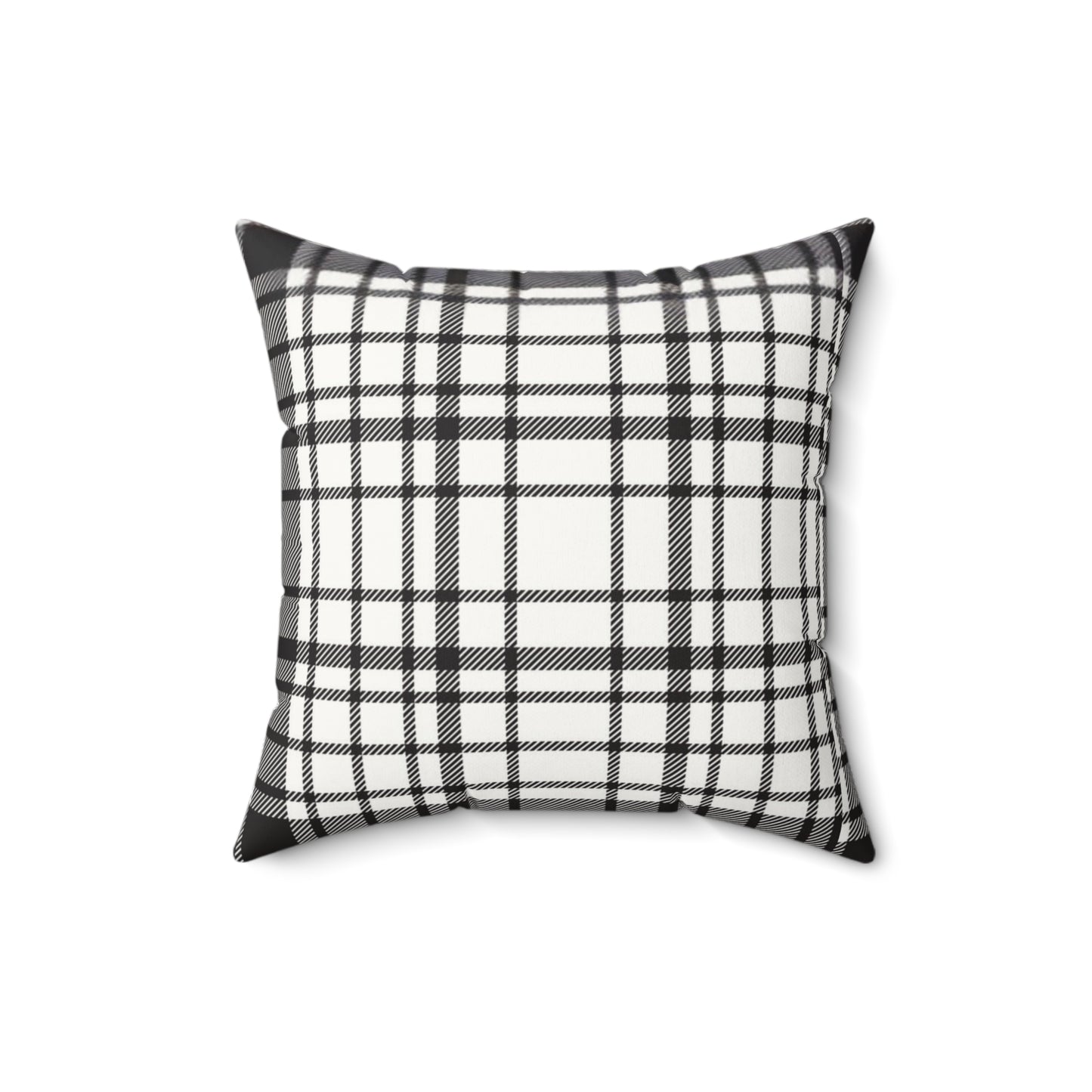 Black & White Plaid Faux Suede Square Pillow