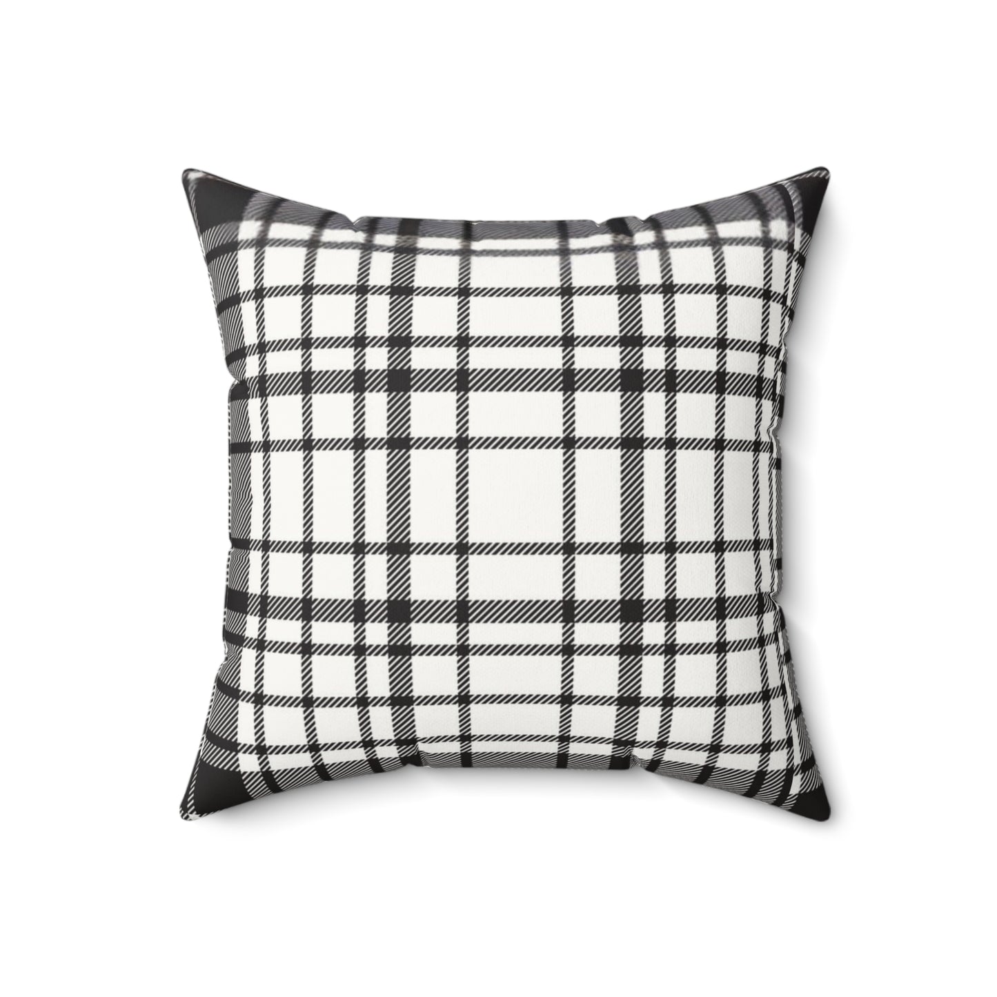 Black & White Plaid Faux Suede Square Pillow