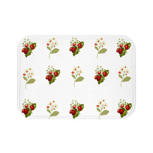 I Love Strawberries Apron and Matching Kitchen Mat with Vintage Inspired Strawberry Pattern