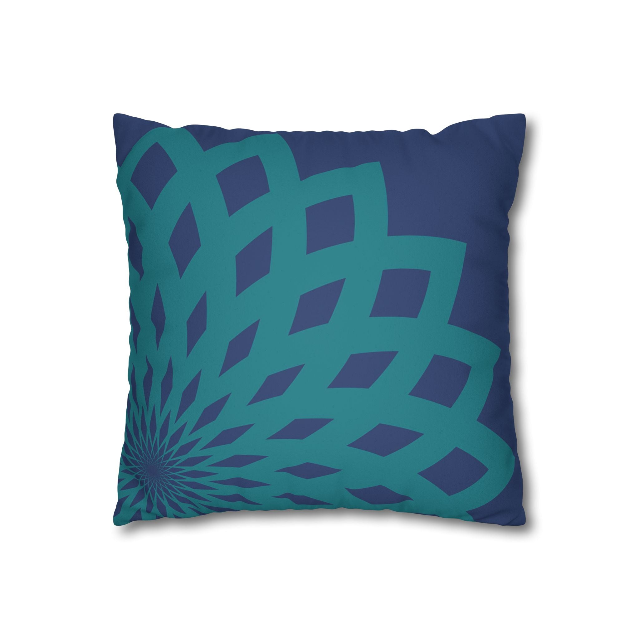 Square Pillow-Contemporary Large Print Blue and Teal