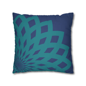 Square Pillow-Contemporary Large Print Blue and Teal