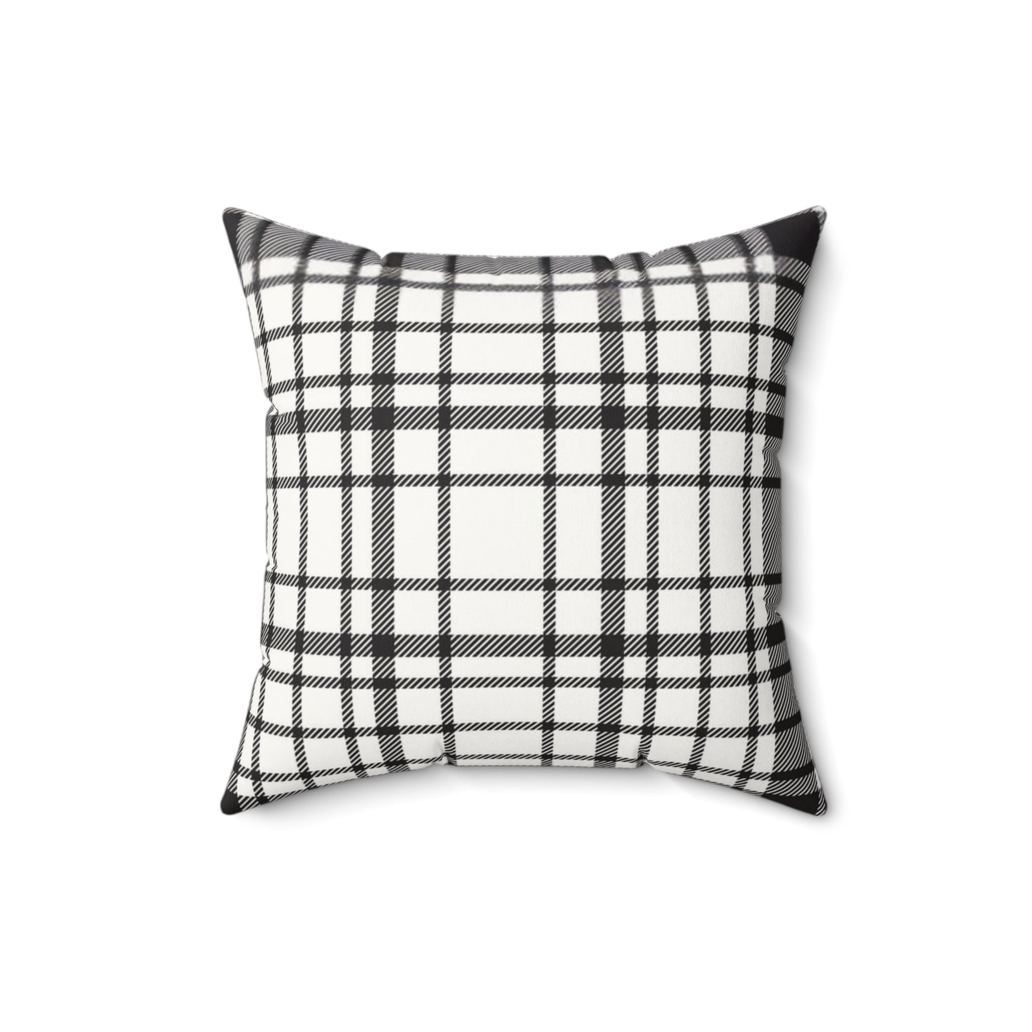 Black & White Plaid Faux Suede Square Pillow