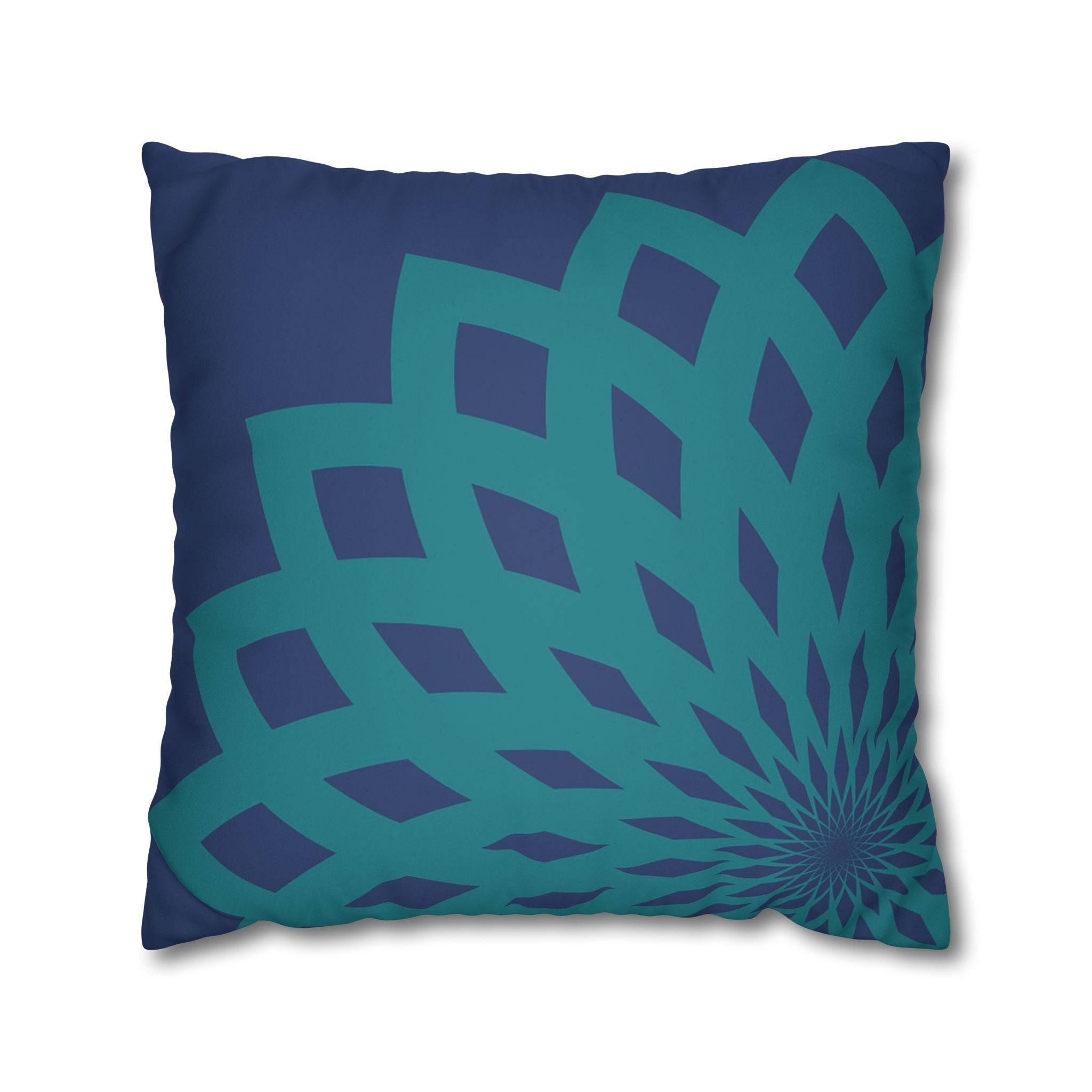 Square Pillow-Contemporary Large Print Blue and Teal