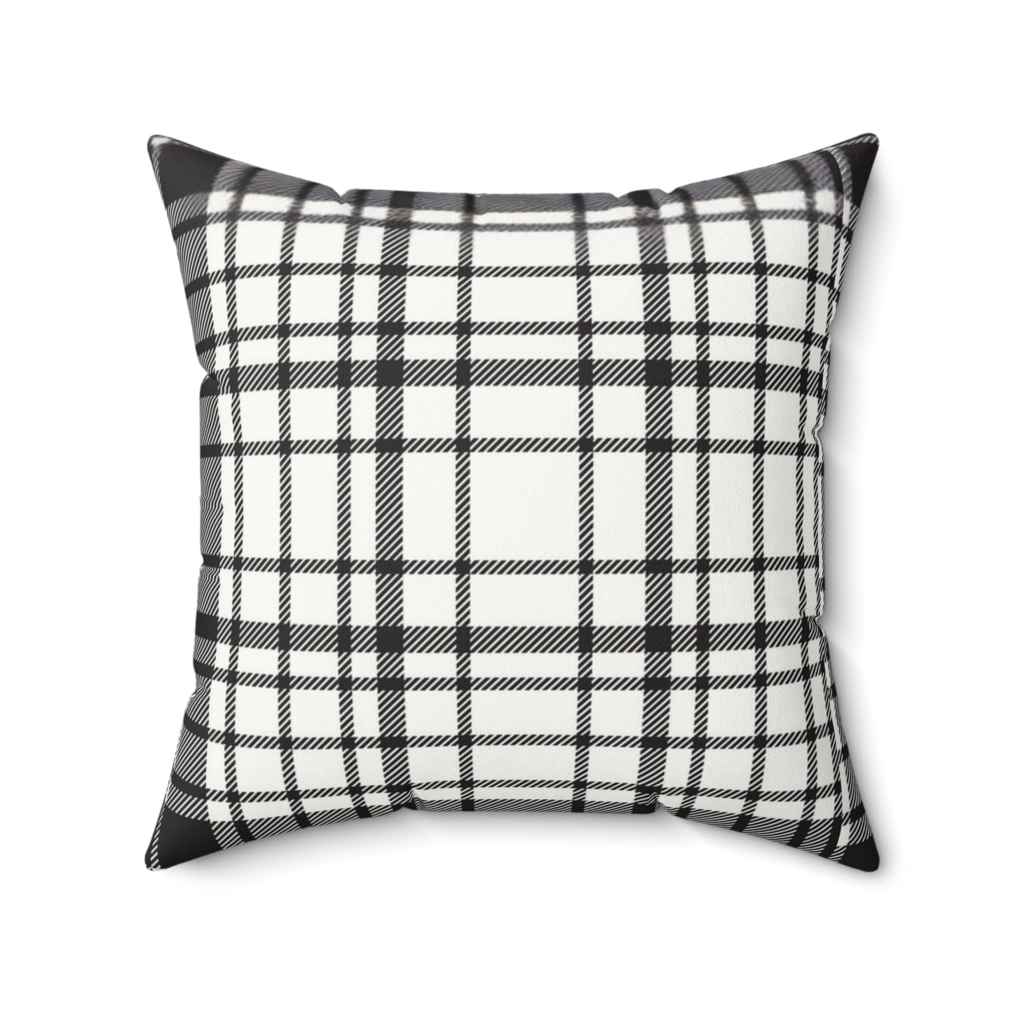 Black & White Plaid Faux Suede Square Pillow