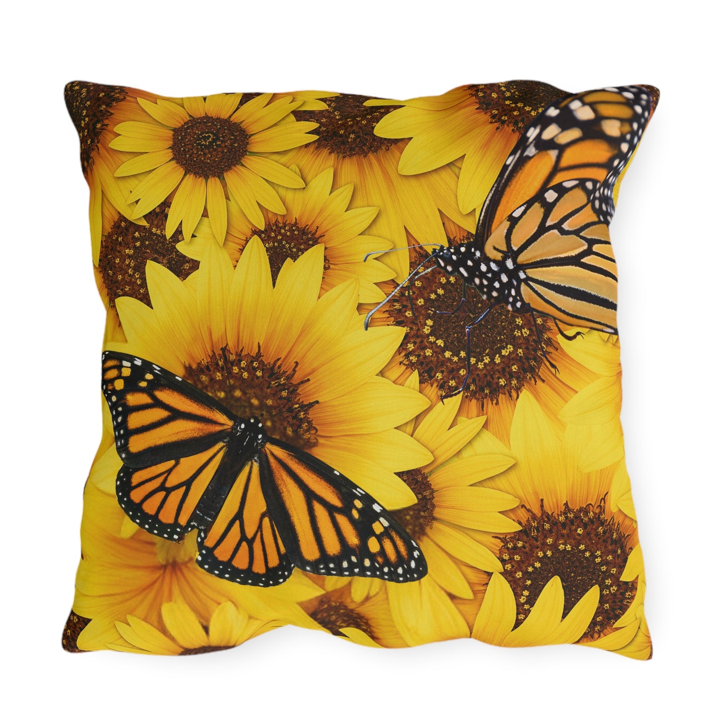 Butterflies and Sunflowers Colorful Outdoor Pillow