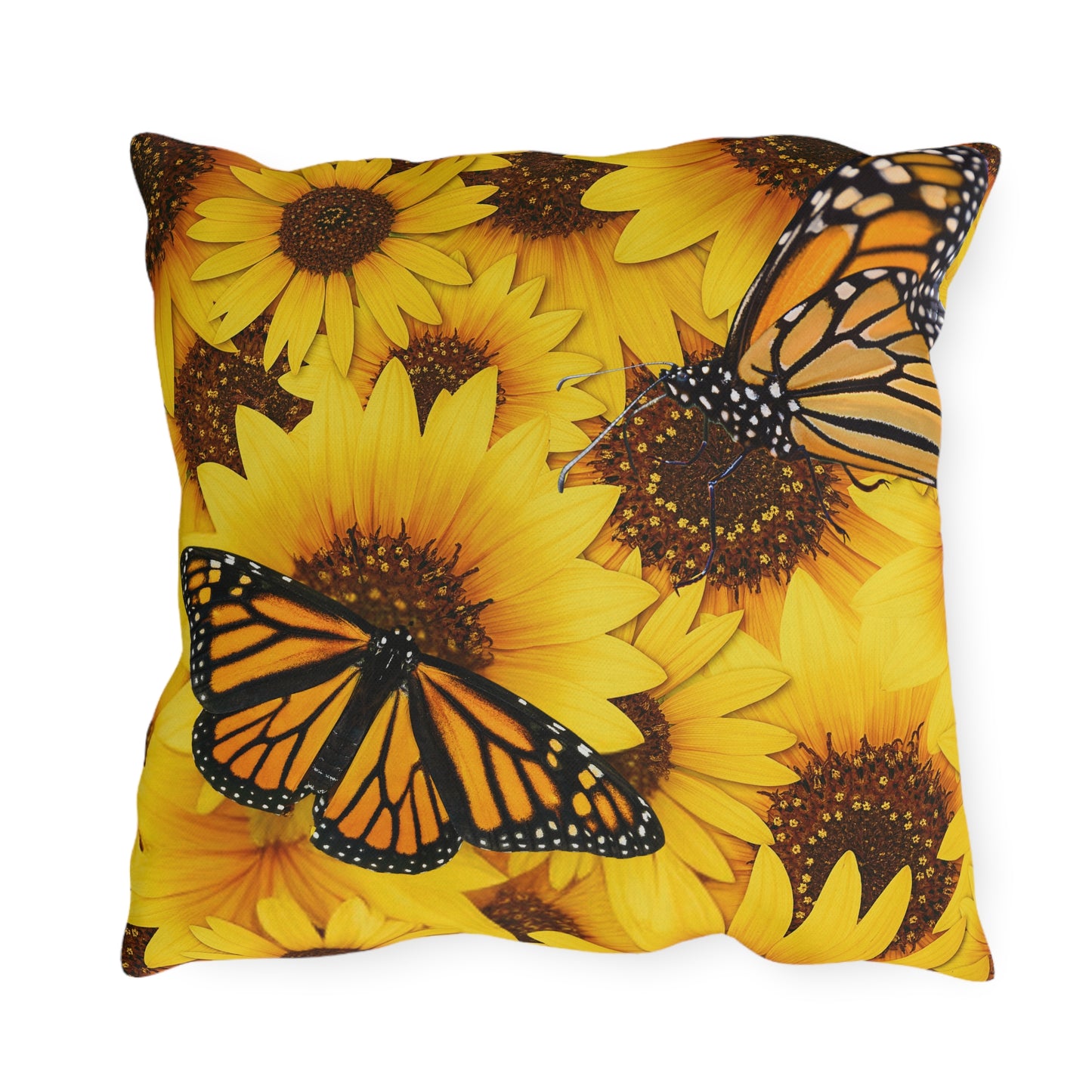 Butterflies and Sunflowers Colorful Outdoor Pillow