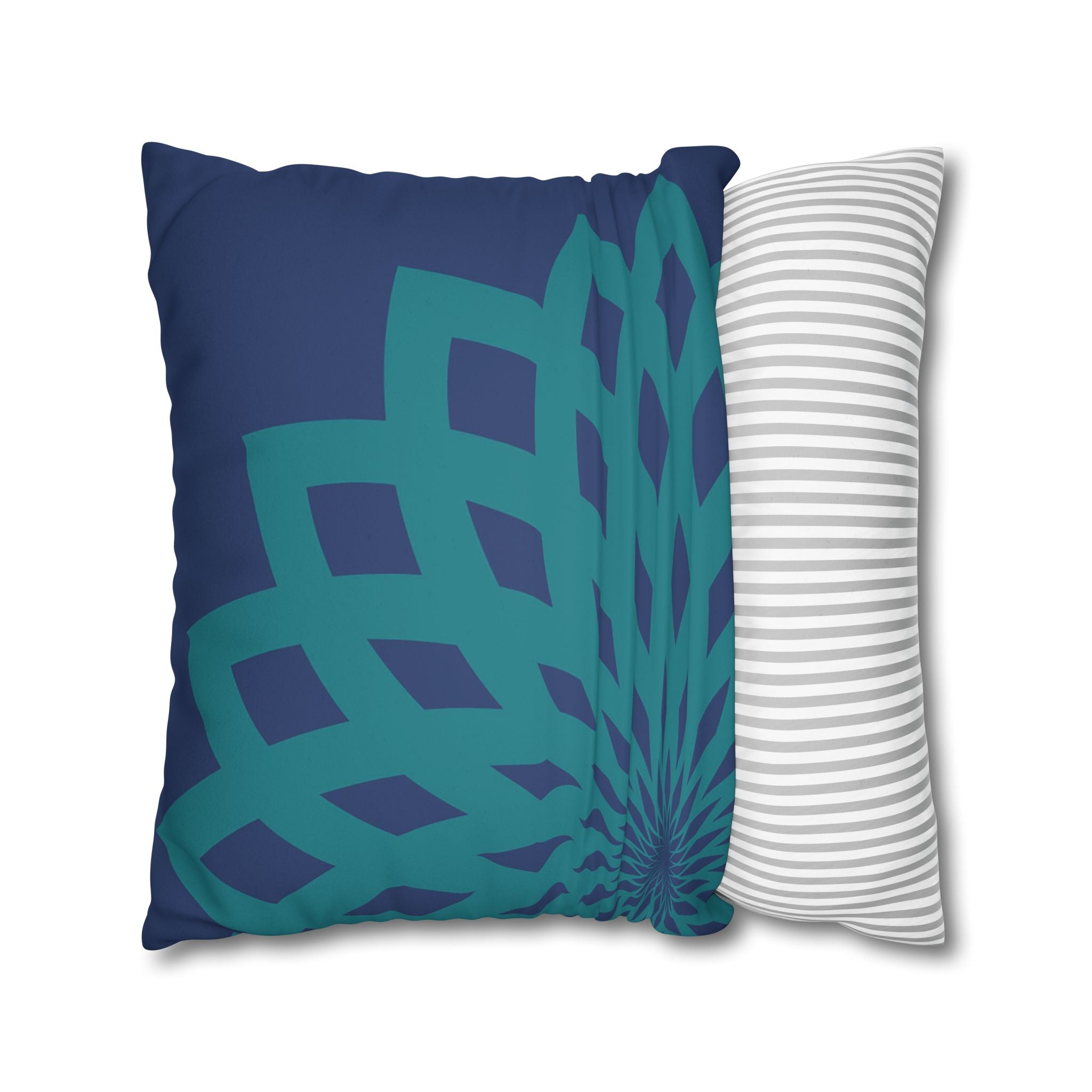 Square Pillow-Contemporary Large Print Blue and Teal