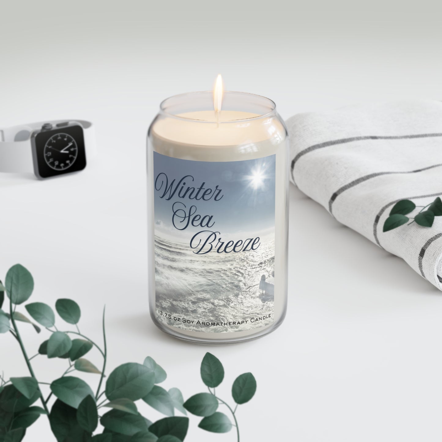Sea Breeze Soy Candle — 13.75oz Scented Jar (Coastal Ocean Fresh)