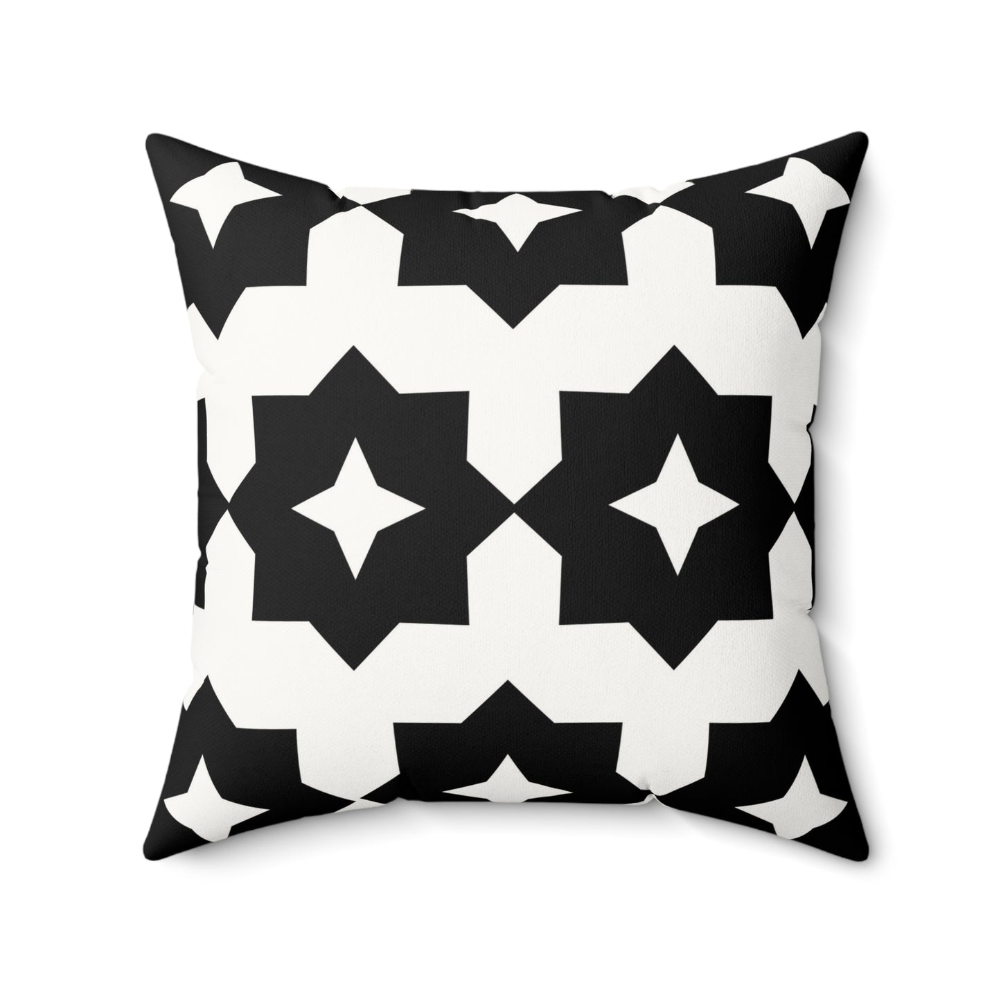 Black & White Geometric Faux Suede Square Pillow