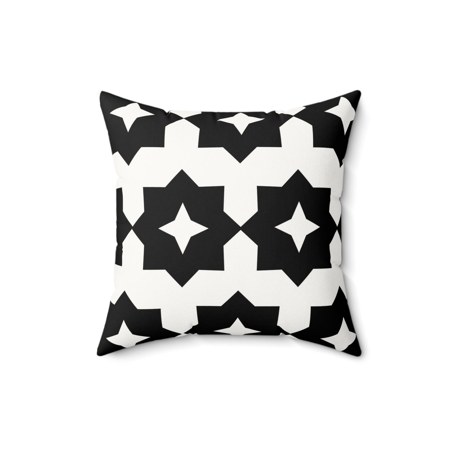 Black & White Geometric Faux Suede Square Pillow