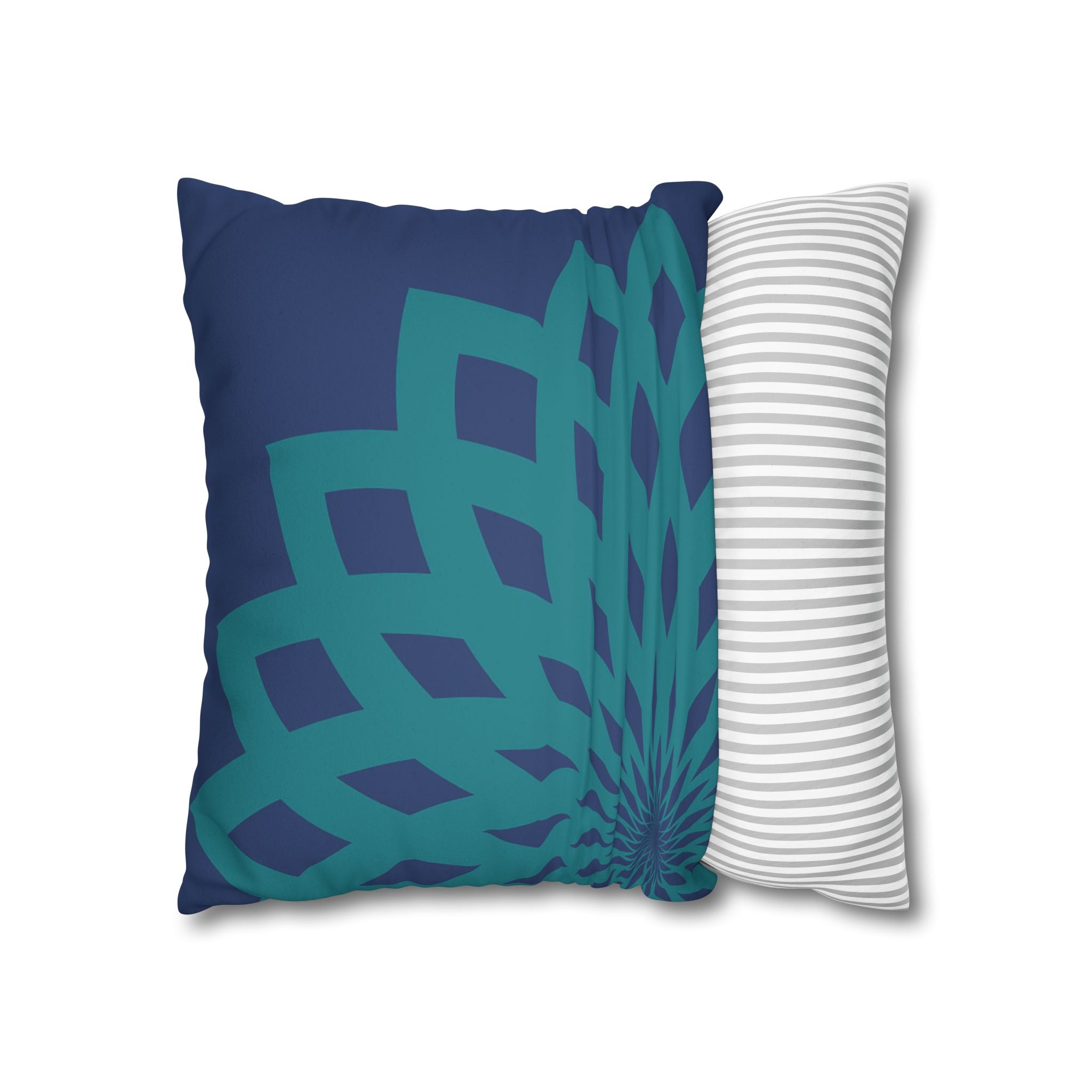 Square Pillow-Contemporary Large Print Blue and Teal