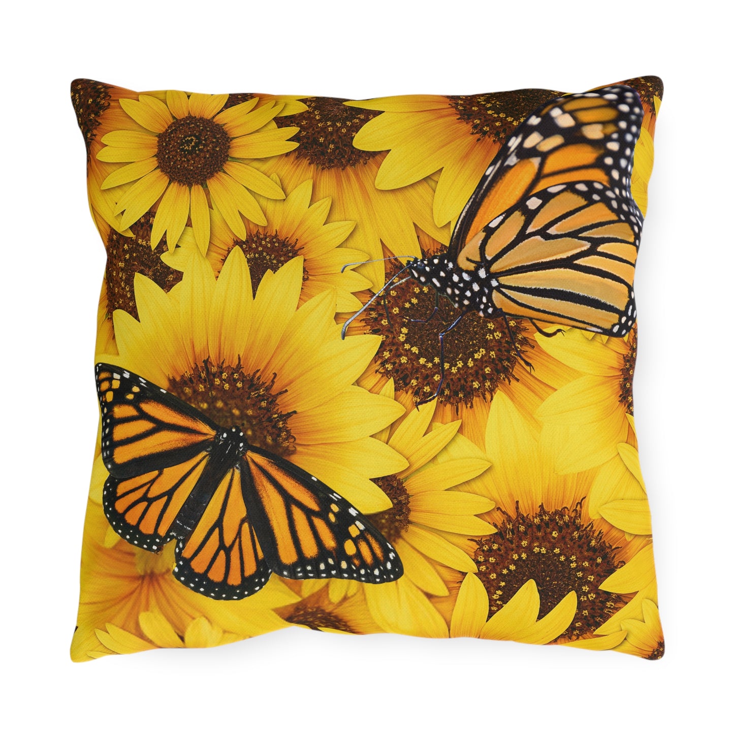 Butterflies and Sunflowers Colorful Outdoor Pillow